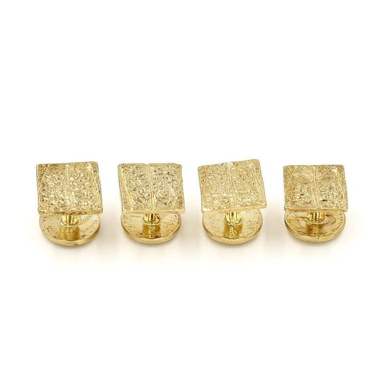 armadillo shell shirt studs 14k gold side view gogo jewelry
