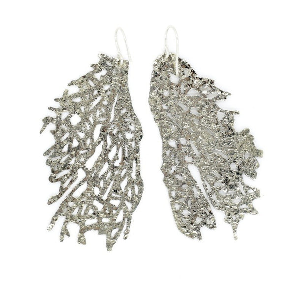 Silver Alpaca Fan Coral Earrings Gogo Jewlery
