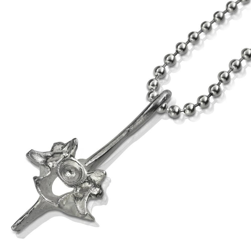 sterling silver rattlesnake vertebrae small pendant on silver bead chain