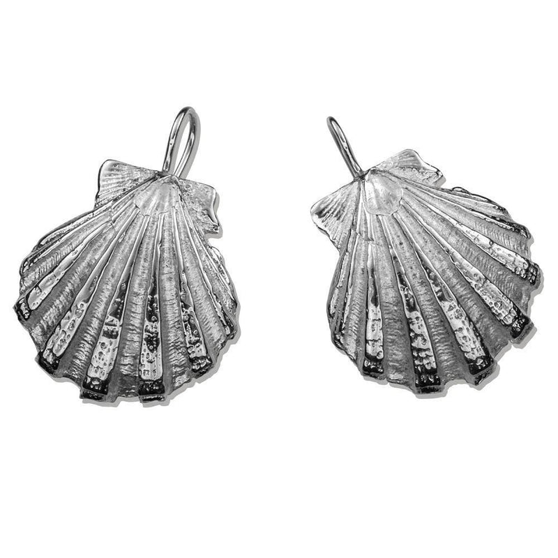 sterling silver scallop shell earrings with wire front view