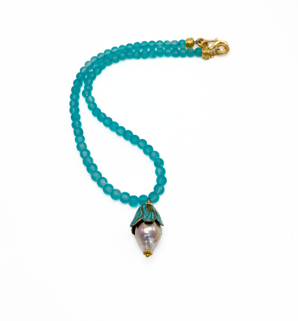 Baroque Pearl Acorn Pendant Necklace