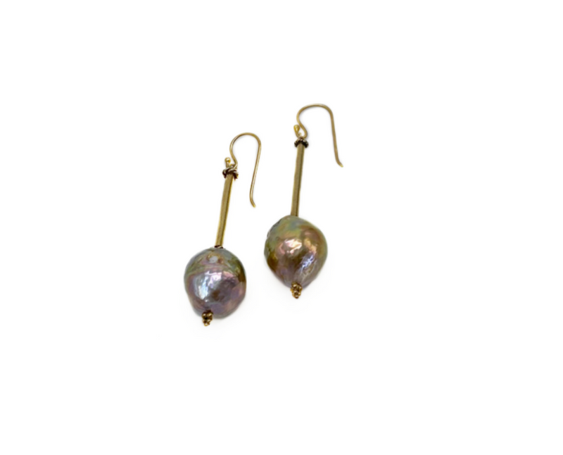 Baroque Pearl Beaded Drop  Earrings - (Wire/Post)