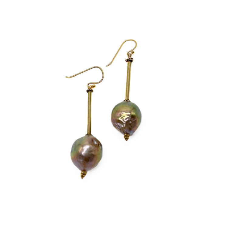 Baroque Pearl Beaded Drop  Earrings - (Wire/Post)