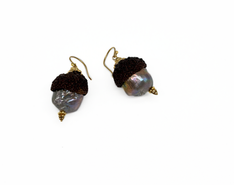 Baroque Pearl Acorn Earrings