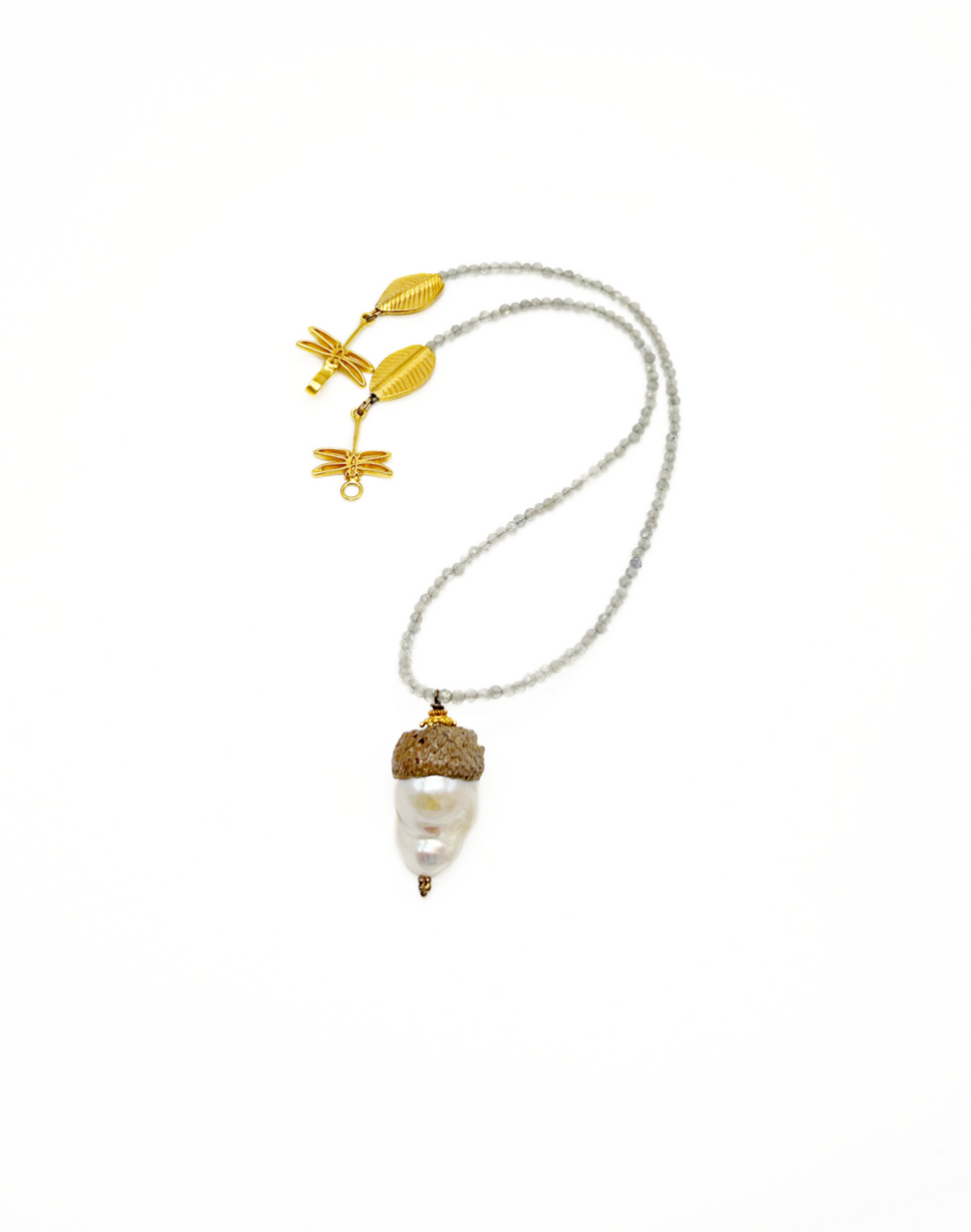 エルセーヌ　ノンセルクイックwith SUPER　jewelry　ball Baroque Pearl Acorn Pendant Necklace – Gogo Inc.