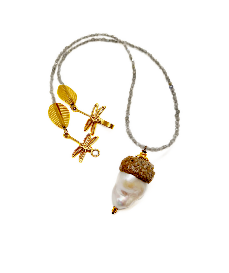 Baroque Pearl Acorn Pendant Necklace