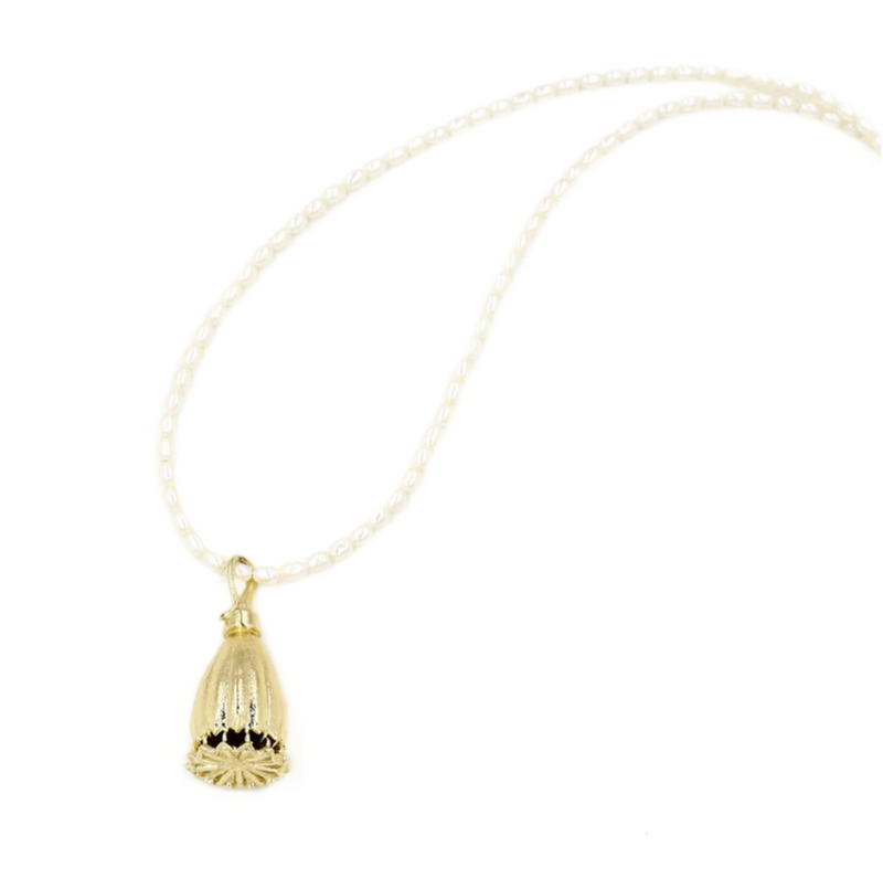 Poppy Seed Pod Pendant Necklace