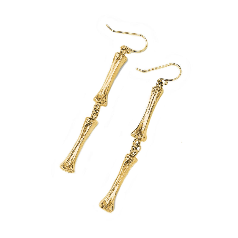 alligator toe bone double earrings vermeil gold wire gogo jewelry