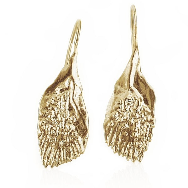 14k Gold Garfish Scale Earrings Gogo Jewelry