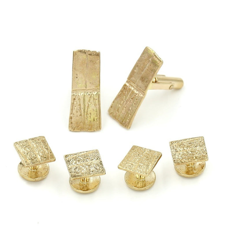 armadillo shell cullink shirtstud set 14k gold gogo jewelry