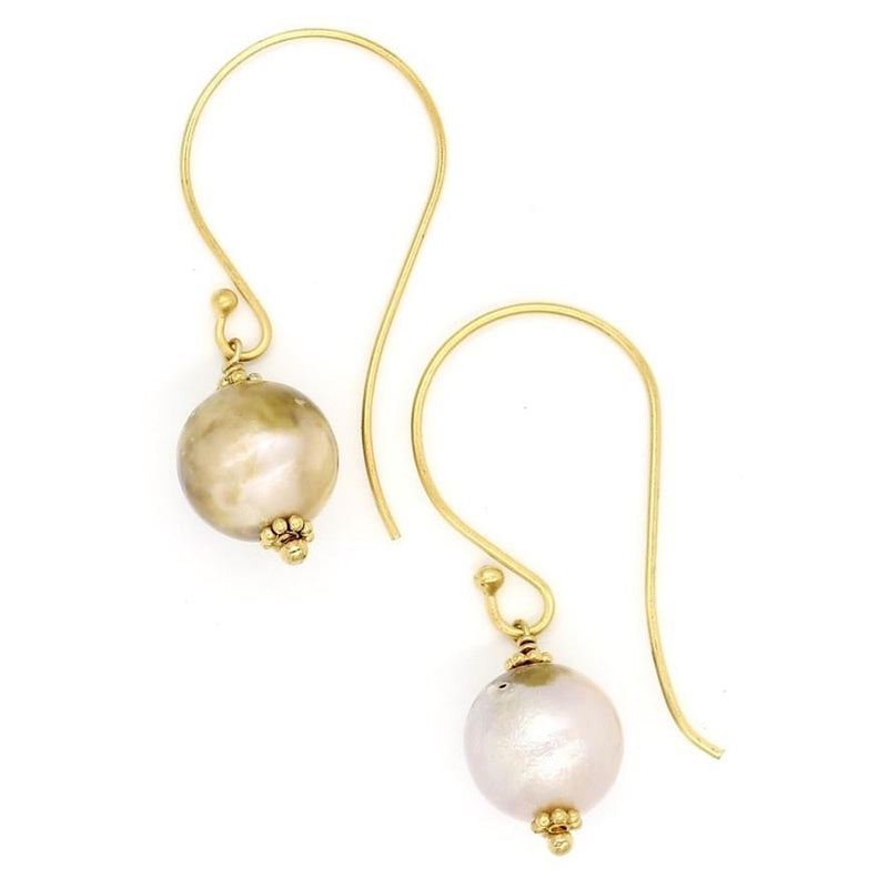 Grey Baroque pearl drop earrings with gold wire gogo jewelry