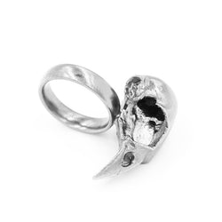 Bird Skull 925 Sterling Silver Ring Side View