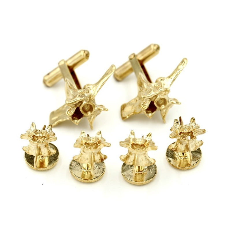 14k gold rattlesnake vertebrae shirt studs and matching cufflinks