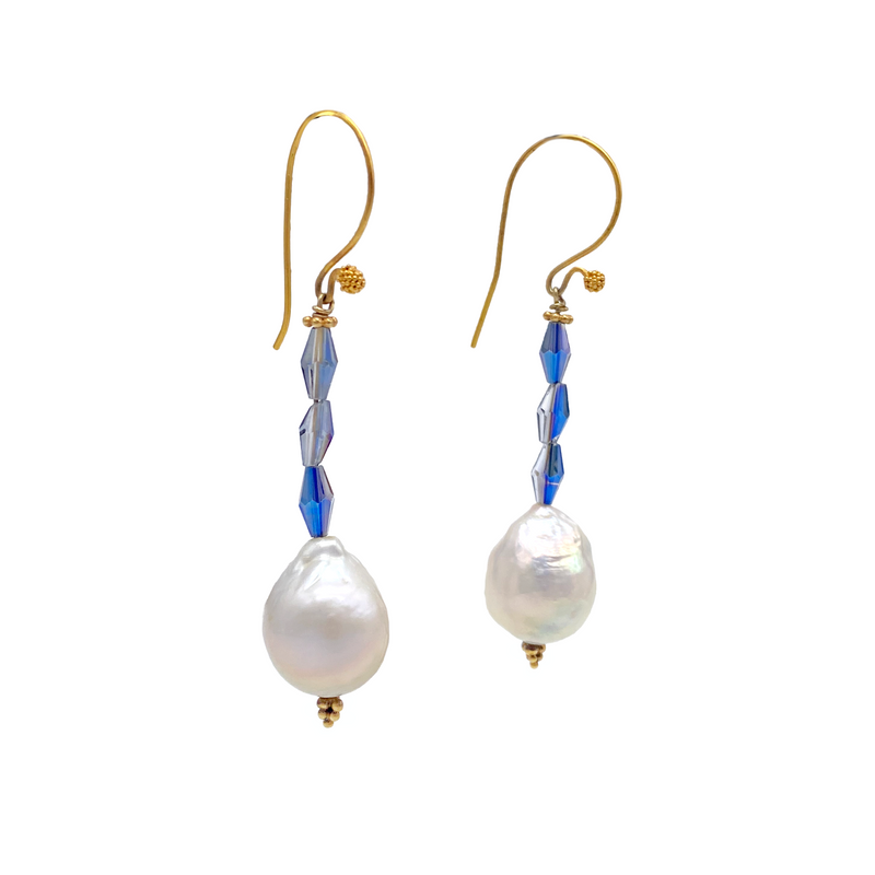 Baroque Pearl Beaded Drop  Earrings - (Wire/Post)