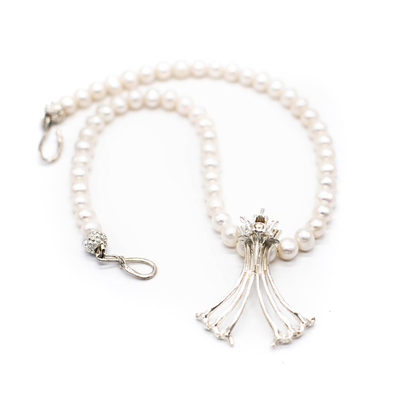 Sterling Silver Gogo Logo on a pearl strand 