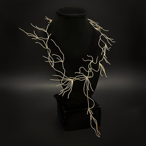 spanish moss necklace alpaca on black necklace stand black background gogo jewelry