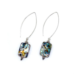 Multi-colored Small Abalone Shell Earrings with Marquis ear wires by Gogo Jewelry