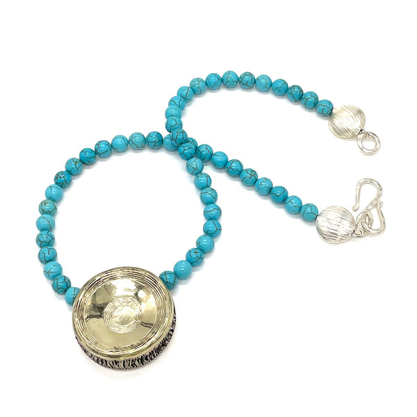 shark vertebrae pendant necklace alpaca on turquoise bead gogo jewelry