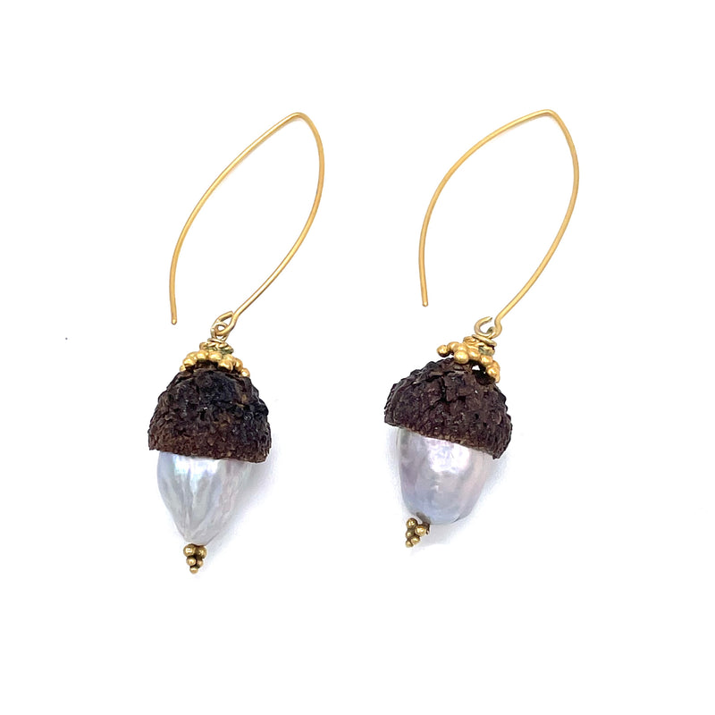 Baroque Pearl Acorn Earrings