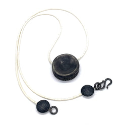 shark vertebrae pendant necklace alpaca oxidized on white bead opera gogo jewelry