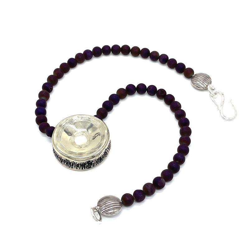 shark vertebrae pendant necklace alpaca purple druzy bead gogo jewelry