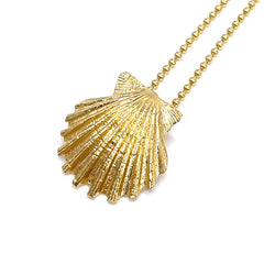 gold vermeil scallop shell pendant on gold filled bead chain