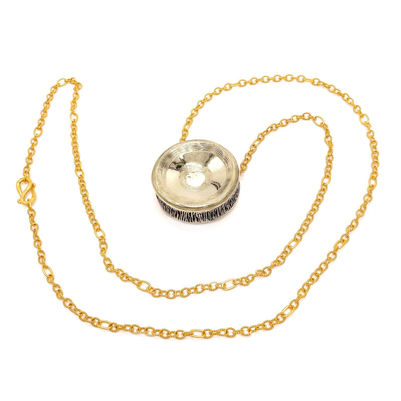 shark vertebrae pendant necklace alpaca 35" gold vermeil chain gogo jewelry