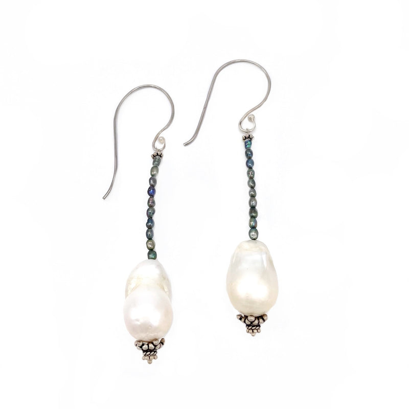 Baroque Pearl Drop Earrings Silver