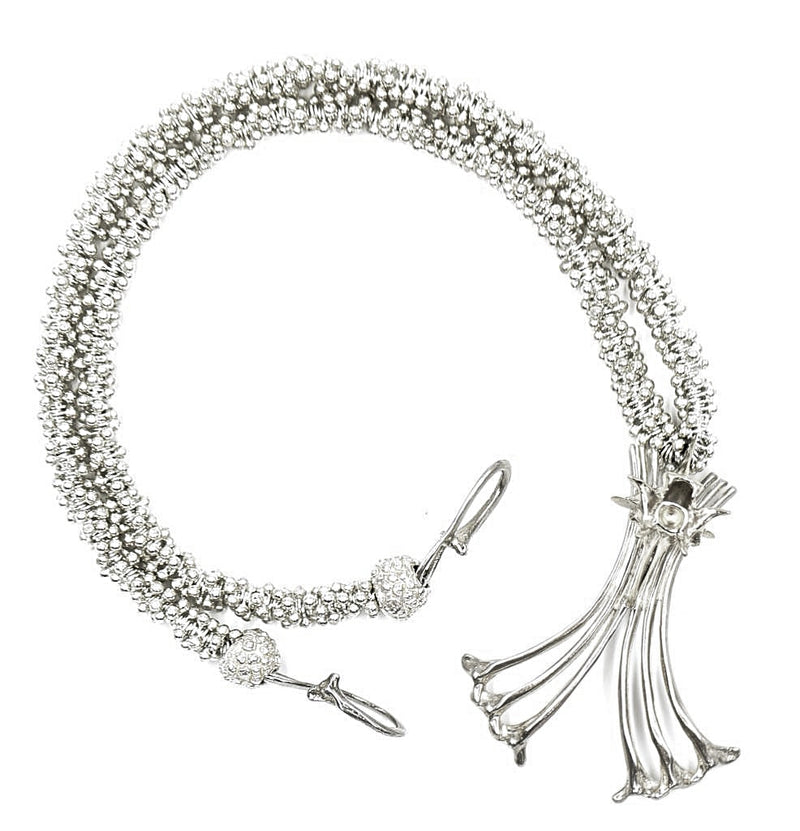 925 Silver Gogo Logo Pendant on Silver Bali Bead Necklace