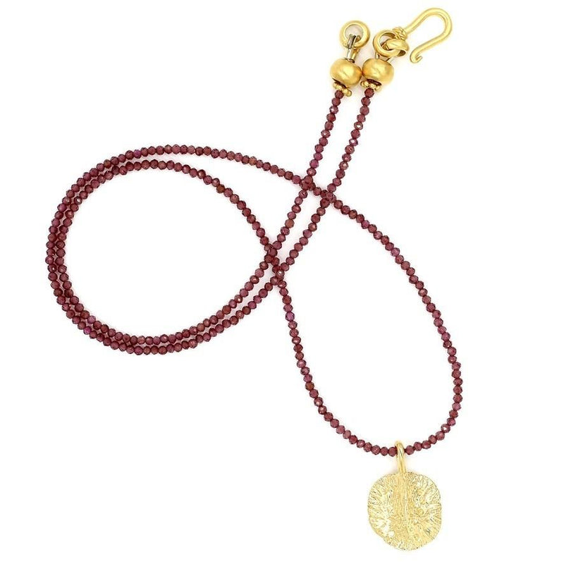 Small Gold Alligator Pendant on beaded garnet red necklace by Gogo Jewelry