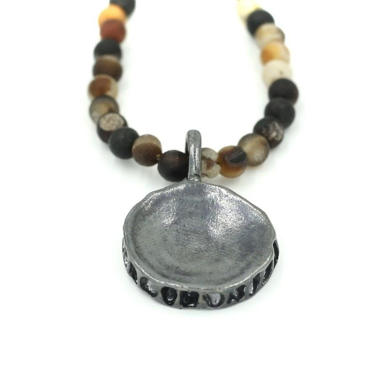 shark vertebrae pendant necklace sterling silver oxidized close up gogo jewelry