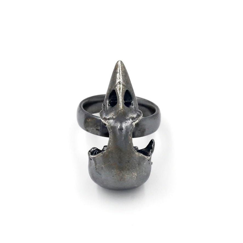 Bird Skull Ring Oxidized Silver Birds Eye View