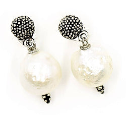 Baroque pearl drop earring with silver post Gogo jewelry
