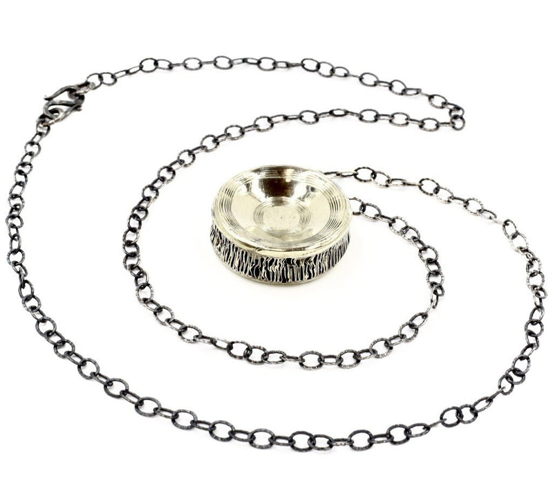 shark vertebrae pendant necklace 35" alpaca on sterling silver chain gogo jewelry
