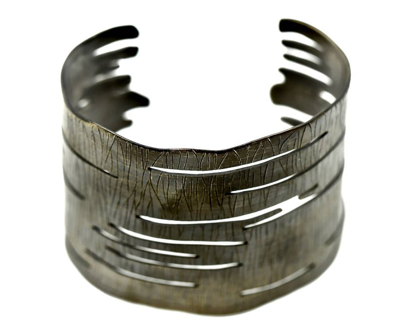 Birch Bark Cuff Oxidized Front View