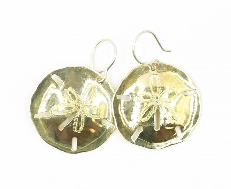tumbaga sand dollar earrings with wire
