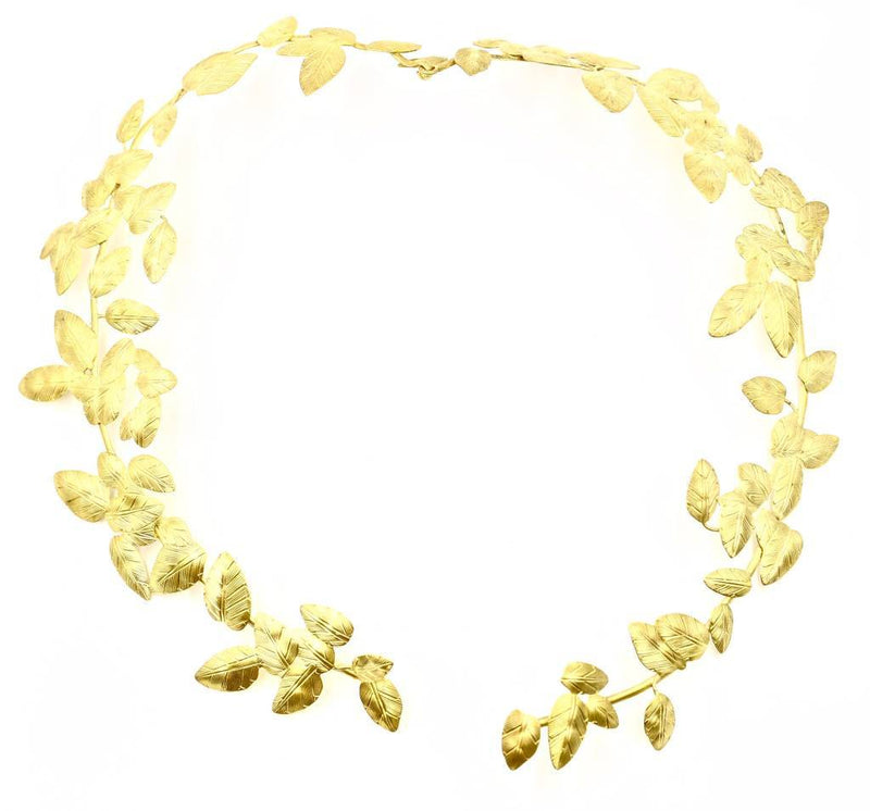 Tumbaga Gold Fig Vine Statement Necklace Open view Gogo jewelry