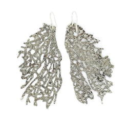 Silver Alpaca Fan Coral Earrings Gogo Jewlery