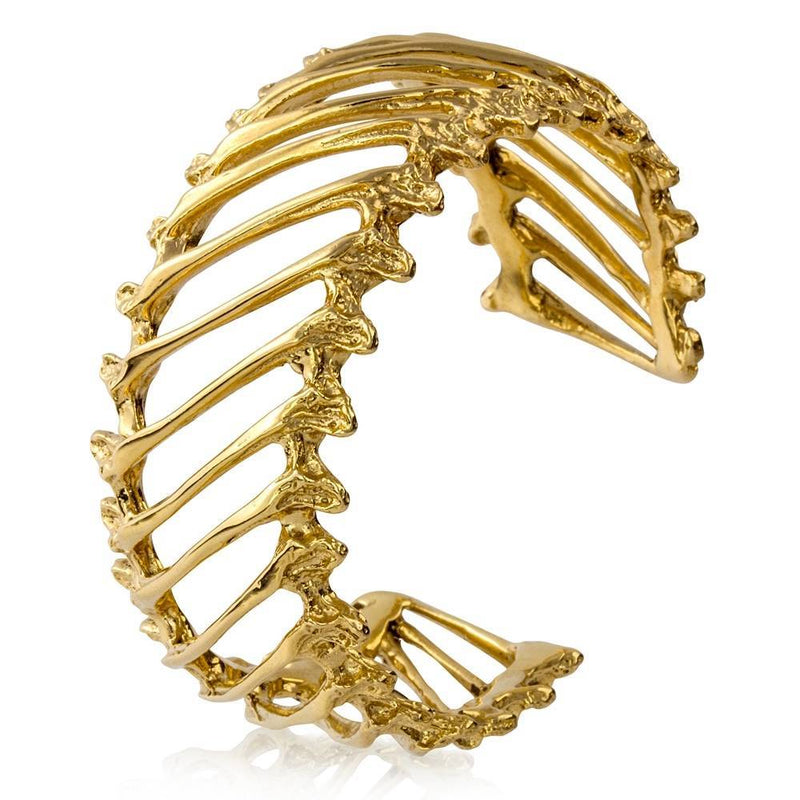 gold vermeil rattlesnake rib multi cuff quarter view