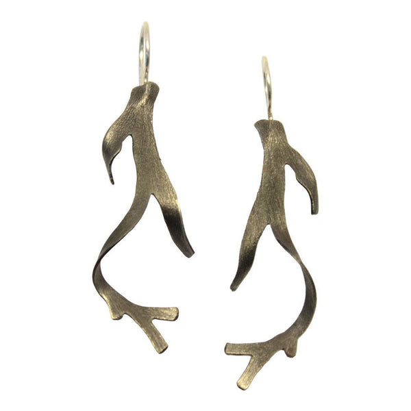 Sea Algae Earrings in Oxidized Alpaca Gogo Jewelry