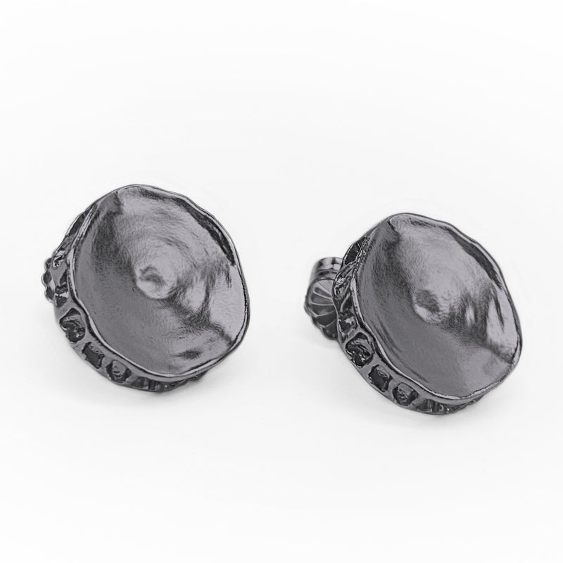large sterling silver oxidized shark vertebrae earrings post gogo jewelry