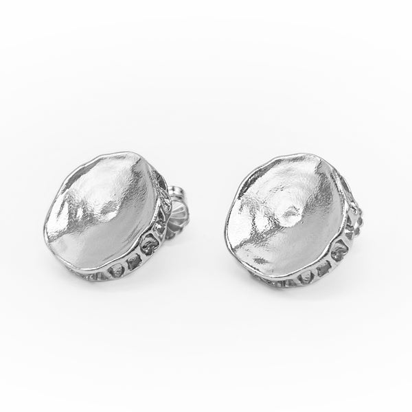 large sterling silver shark vertebrae earrings post gogo jewelry