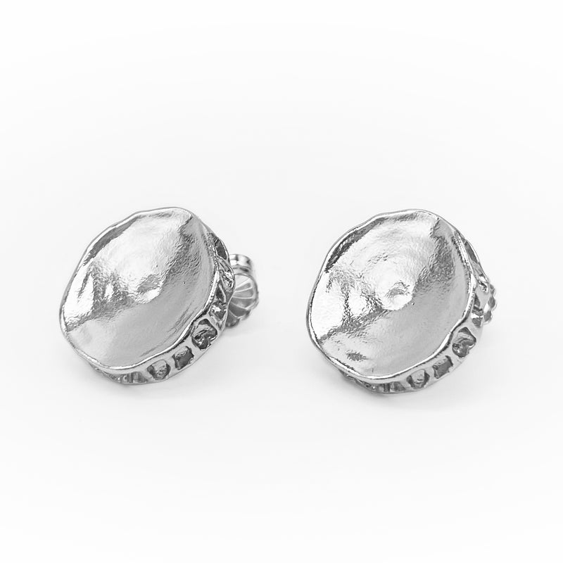 large sterling silver shark vertebrae earrings post gogo jewelry