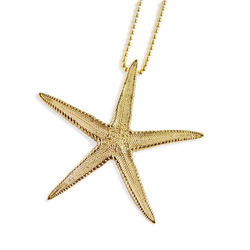 large starfish pendant gold vermeil on gold bead chain gogo jewelry