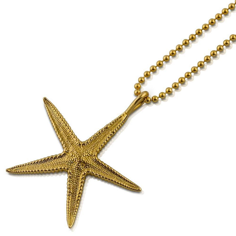 small starfish pendant gold vermeil on gold bead chain gogo jewelry