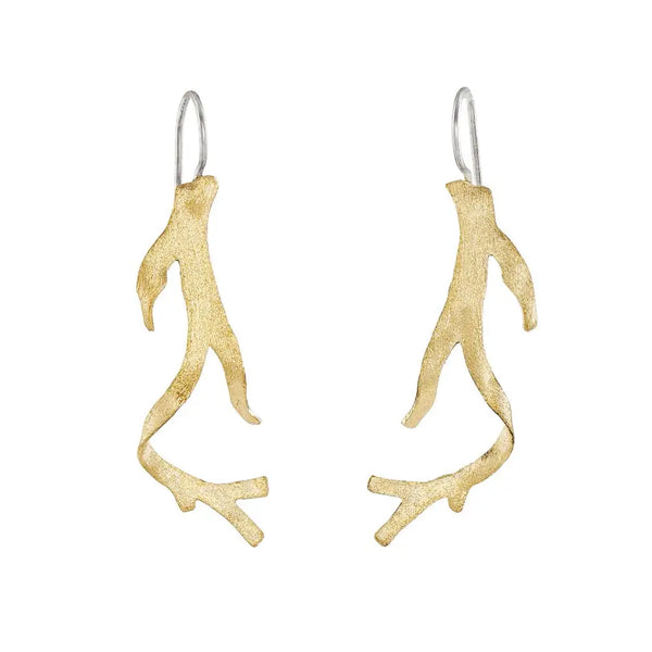 Sea Algae Earrings in Gold Tumbaga Gogo Jewelry