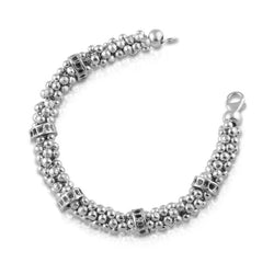 sterling silver shark vertebrae bracelet with sterling silver bali beads