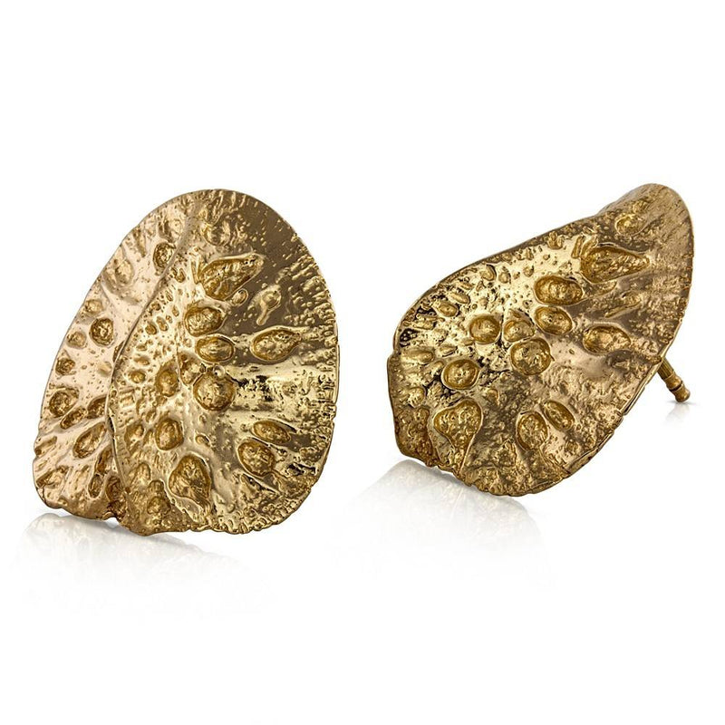 14K Gold Alligator Scute Earrings in Large by Gogo Jewelry
