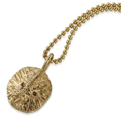 Small Gold Alligator Scute Pendant on beaded chain by Gogo Jewelry