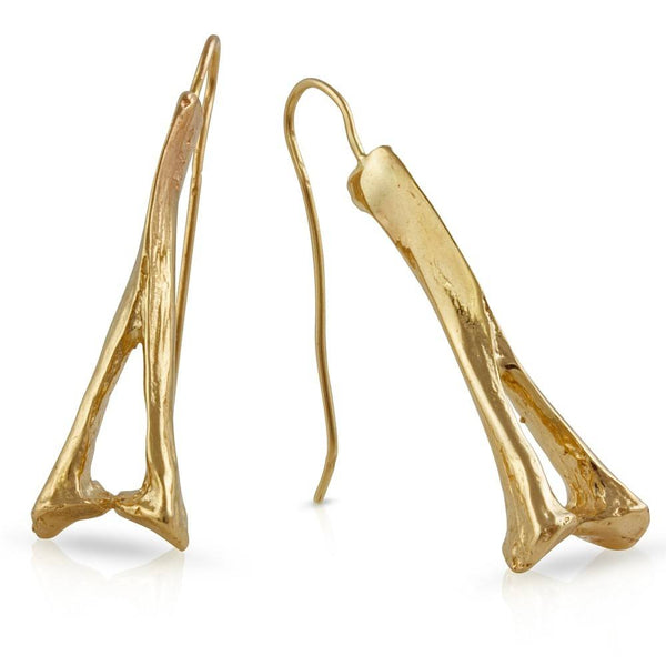 alligator spinous process earrings 14k gold wire gogo jewelry
